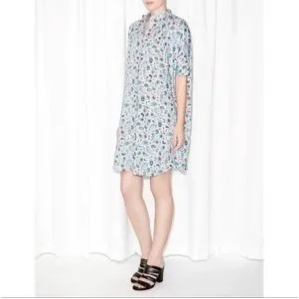 & Other Stories Button Down Paisley Mini‎ Dress. 100% Organic Cotton. Size 8